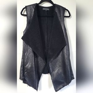 Rock & Republic Black Faux Leather & Sherpa Vest